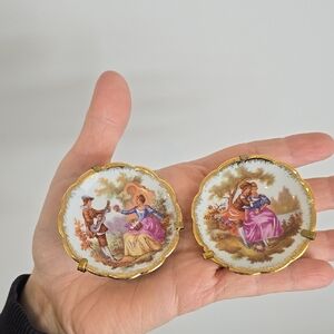Pair Of Vintage Limoges Decorative Plates with Gold Trim